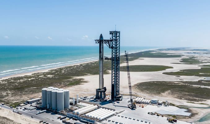 Starship Full Stack on Launch Pad